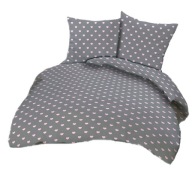 pościel bawełna lux 220x240 + 2x70x80 zamek B 207-18 serca róż na szarym