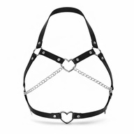 Harness damski paski serce łańcuszki goth regulowany czarny