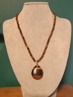 Piękny naszyjnik z wisiorkiem, tygrysie oko