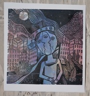 Tuptuś Niedzielny. 30 × 30 cm. 2025 r. (linoryt kol.)