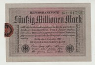 Niemcy 50 milionow marek 1923 Ros.108 b a stan 2
