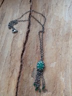 Wisiorek naszyjnik agat zielony w koronkach srebro łańcuszki wyjątkowy