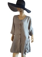 WŁOSKIE LNIANE wdzianko koronki kieszenie 42/44