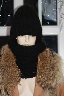 KOMPLET CZAPKA wywijana golf RĘKODZIEŁO MOHER