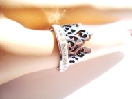 Pierścionek Srebrny Biały Korona Cyrkonie 12 6 Stal Chirurgiczna Nierdzewna