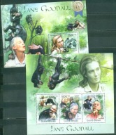 MAŁPY. JANE GOODALL. GUINE BISSAU. Mi Bl+ark..A** 2011r
