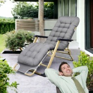 LEŻAK OGRODOWY DC01-GD-GR PLAŻOWY PODUSZKA ROZKŁADANY SZARY IdealGarden