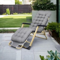 Leżak Ogrodowy IdealGarden Szary Składany z Poduszką