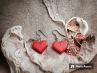 Kolczyki czerwone serca w stylu Minecraft.