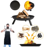 PALENISKO OGRODOWE METALOWE GRILL NA OGNISKO DUŻE TRÓJNÓG Z UCHWYTAMI 80CM