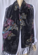 Vintage szal witrażowy włoski wiskoza,jedwab 152x55