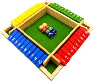 DREWNIANA GRA PLANSZOWA SHUT THE BOX 4W1 DLA 4 GRACZY EDUKACYJNA NA PREZENT