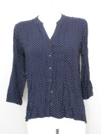 Bluzka damska rozmiar 36 granatowa w kropki na guziki klasyczna wizytowa