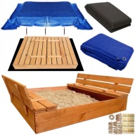 PIASKOWNICA DREWNIANA DLA DZIECI IMPREGNOWANA ZAMYKANA DUZA 120 x 120cm