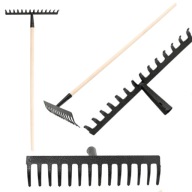 GRABIE OGRODOWE METALOWE DO LIŚCI TRAWY Z DREWNIANYM TRZONKIEM SZEROKIE