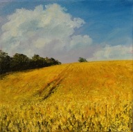 W polach" obraz olejny na płótnie 30x30cm , oryginał Garncarek Al,,,