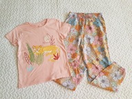 Cool Club bluzka morelowa i spodnie w kwiatki nowe roz 128-134