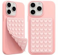 SILIKONOWA PRZYSSAWKA DWUSTRONNA UCHWYT DO TELEFONU NA ETUI DUŻA RÓŻOWA