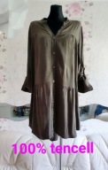 KHAKI SUKIENKA GŁADKA KOSZULOWA SEXY OVERSIZE gładka ala spódnica