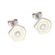 63321 Kolczyki srebrna stal chirurgiczna z białą emalią