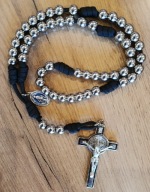 Różaniec wojowniczy, czarny paracord, stal nierdzewna 10mm