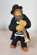 Rzeźba z drewna figurka Żyd muzykant z fletem 10 cm