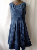 Sukienka granatowa w białe kropki - 38