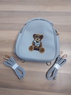 Torebka listonoszka plecak skóra ekologiczna Popielata miś Teddy