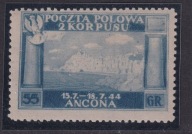 Drugi Korpus Polski we Włoszech papier szary prążkowany poziomo, pełna guma