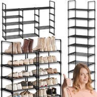 PÓŁKA SZAFKA REGAŁ NA BUTY CZARNY METALOWY SKŁADANY MODUŁOWY 10 POZIOMÓW