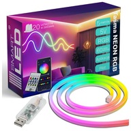 TAŚMA LED RGB WODOODPORNA 5M + PILOT APLIKACJA 5V USB ELASTYCZNY NEON IP65