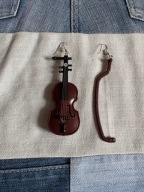 Kolczyki muzyczne skrzypce i smyczek