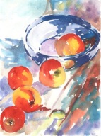 = Obraz =martwa natura=akwarela=owoce=