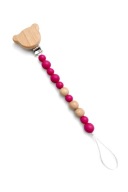 Zawieszka Do Smoczka Drewno Bukowe Silikonowe Koraliki