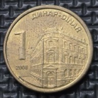*SERBIA [1898]*1 dinar 2009 Budynek Banku Narodowego **moneta magnetyczna