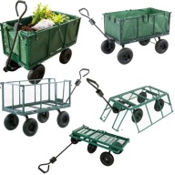 WÓZEK OGRODOWY TRANSPORTOWY POMPOWANE KOŁA SKRĘTNA OŚ 250KG + PLANDEKA XXL