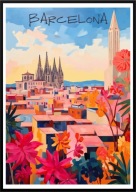 A2 KOLOROWY PIĘKNY PLAKAT BARCELONA HISZPANIA SAGRADA FAMILIA