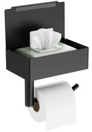 Metalowy Czarny uchwyt na papier toaletowy 3w1 Pojemnik Organizer z półką