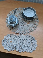 Komplet okazjonalny serwetki szydełkowe rękodzieło serwetka cacko 1+6