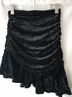Spódnica czarna "aksamitna" z falbaną - XXS