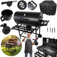 GRILL WĘGLOWY OGRODOWY DUŻY RUSZT Z POKROWCEM + ZESTAW NARZĘDZI + TERMOMETR