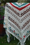 Chusta szydełkowa bawełna boho frędzle handmade