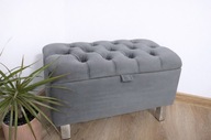 Ławka pufa puf otwierana 60x30 schowek pojemnik szara glamour siedzisko