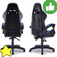 FOTEL GAMINGOWY NIEBIESKI EKOSKÓRA Z PODNÓŻKIEM OBROTOWY BIUROWY 150KG