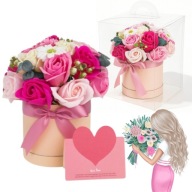 FLOWER BOX KWIATY RÓŻE MYDLANE BUKIET PREZENT PUDEŁKO URODZINY DZIEŃ KOBIET