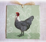 Robótkownia Kafelek obrazek 15x15 Ptak ptaki Kura na ornamencie