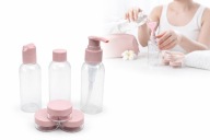 Zestaw Podróżny Kosmetyczka + Butelki 7 el.| Bagaż Podręczny | Wielorazowy