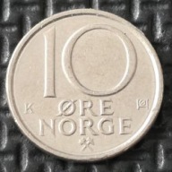 NORWEGIA [0269]*10 ore 1989 Król Olaf V, Korona Monogram 10 ØRE NORGE