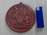 PLAKIETA MEDALION VERITAS -MATKA BOSKA Z DZIECIĄTKIEM NA OSIOŁKU -SYGNATURA