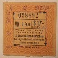 BILET WIEN, WIEDEŃ - Wiener Stadtwerke Verkehrsbetriebe, PAUL GERIN,WIEN